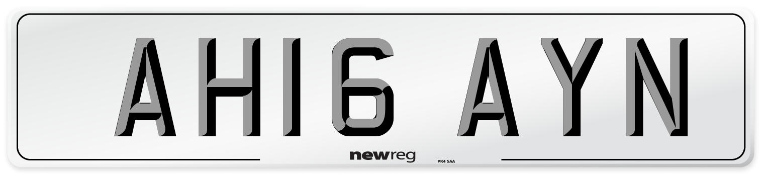 AH16 AYN Number Plate from New Reg